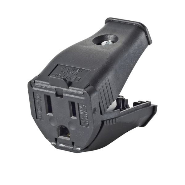Leviton 3W102-E 2-Pole 3-Wire Grounding Cord Outlet, Black